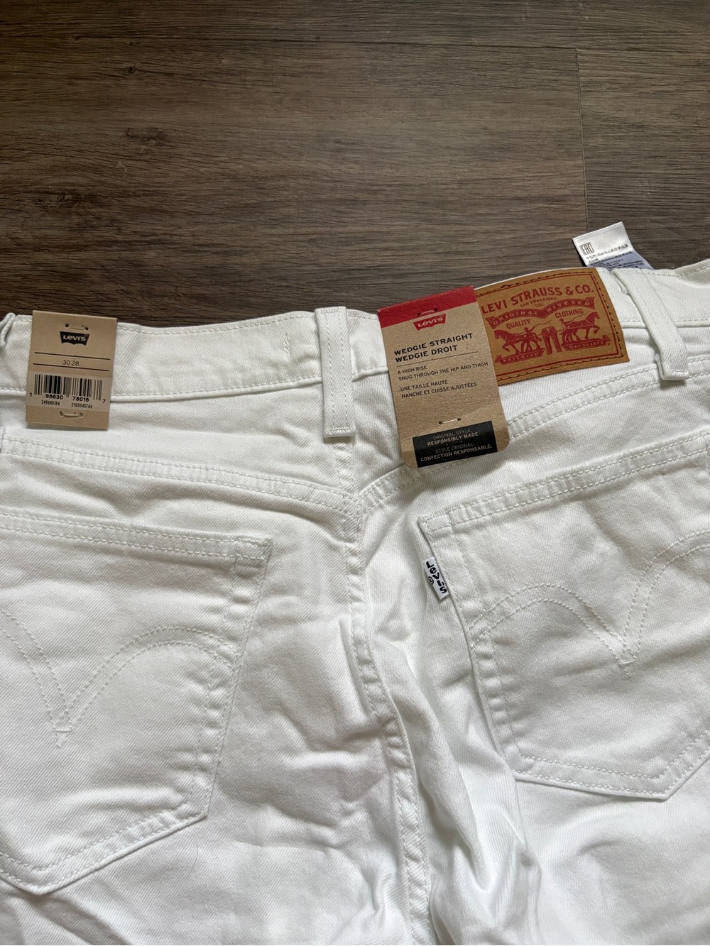 Levi's White Wedgie Straight  Jeans